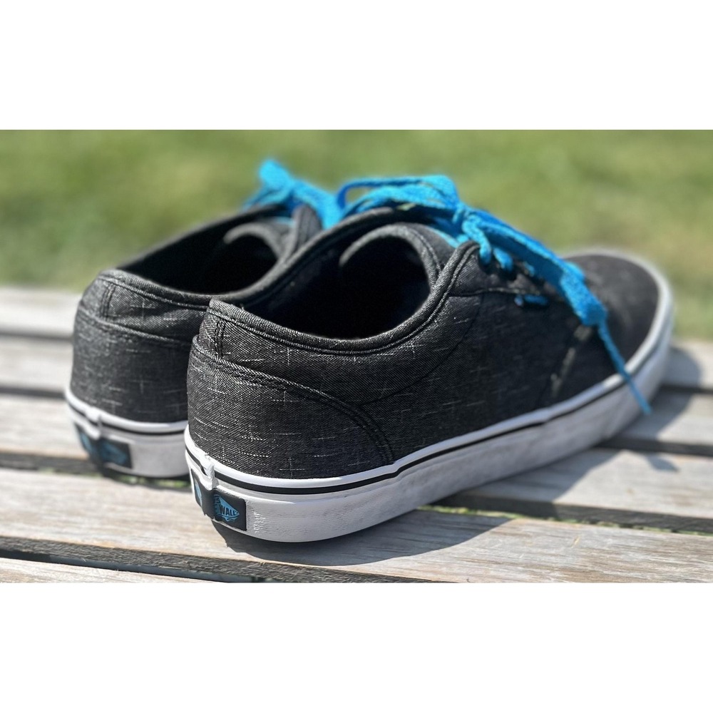 Vans Shoes Mens Size 9.5 Black Blue Lace Up Low Top Casual Skate Sneakers Canvas - Picture 9 of 13